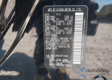 2012 Infiniti Qx56 z USA, uszkodzony, nr VIN JN8AZ2NDXC9715096